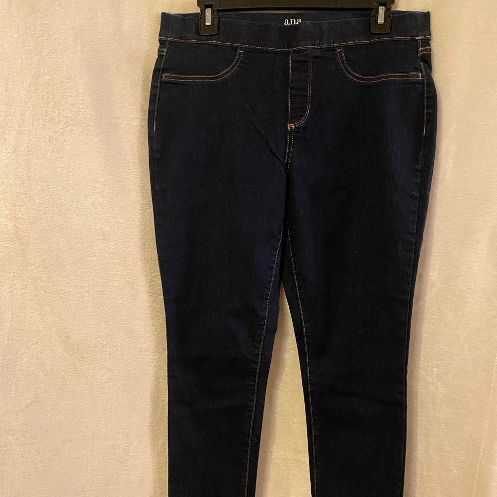 EUC a.n.a. Dark Blue Denim Stretchy Jeggings Size Large
